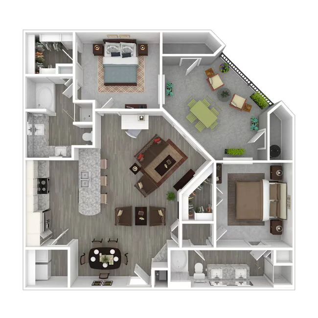2 Bed 2 Bath 1654 SF (1353 Net) 3043 floor plan